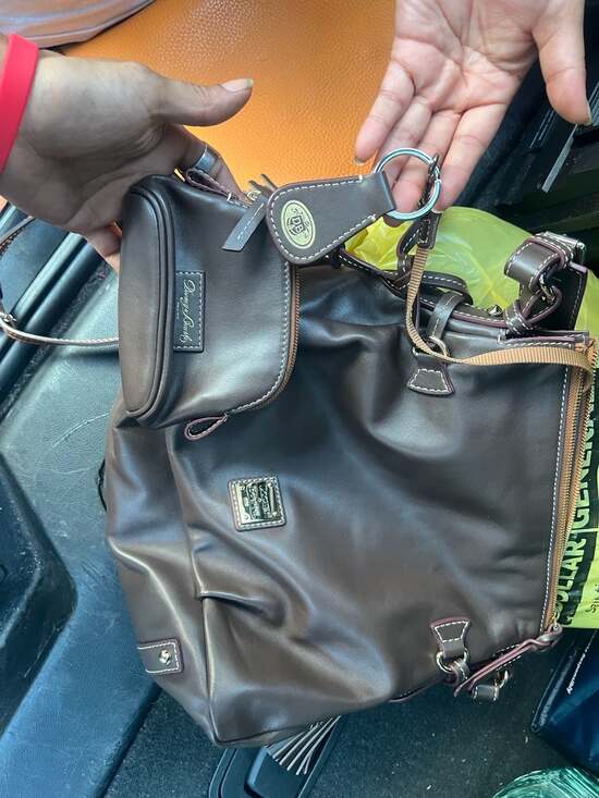 Dooney & Bourke Handbags - Dooney & Bourke Brown Leather Shoulder Bag with Pouch